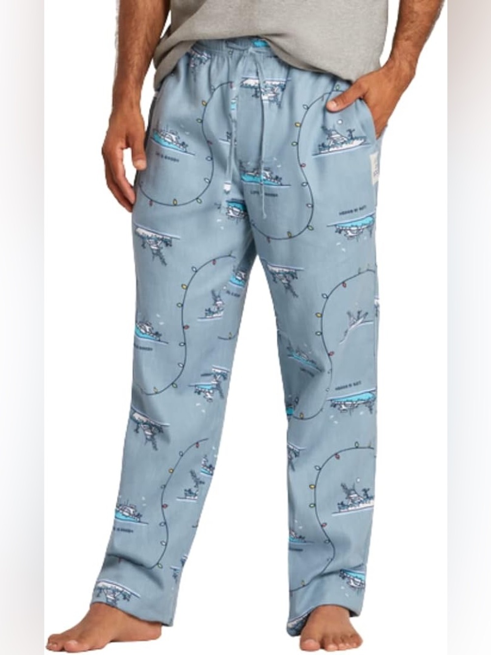 Life is Good Men's Holiday On The Water Sleep Pants Large Smoky Blue